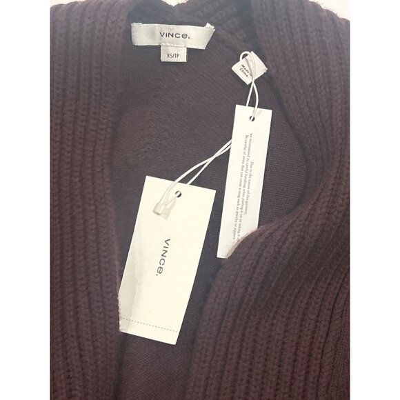 VINCE Rib Placket Wool Cashmere Blend Cardigan Cherry Night - Picture 4 of 6